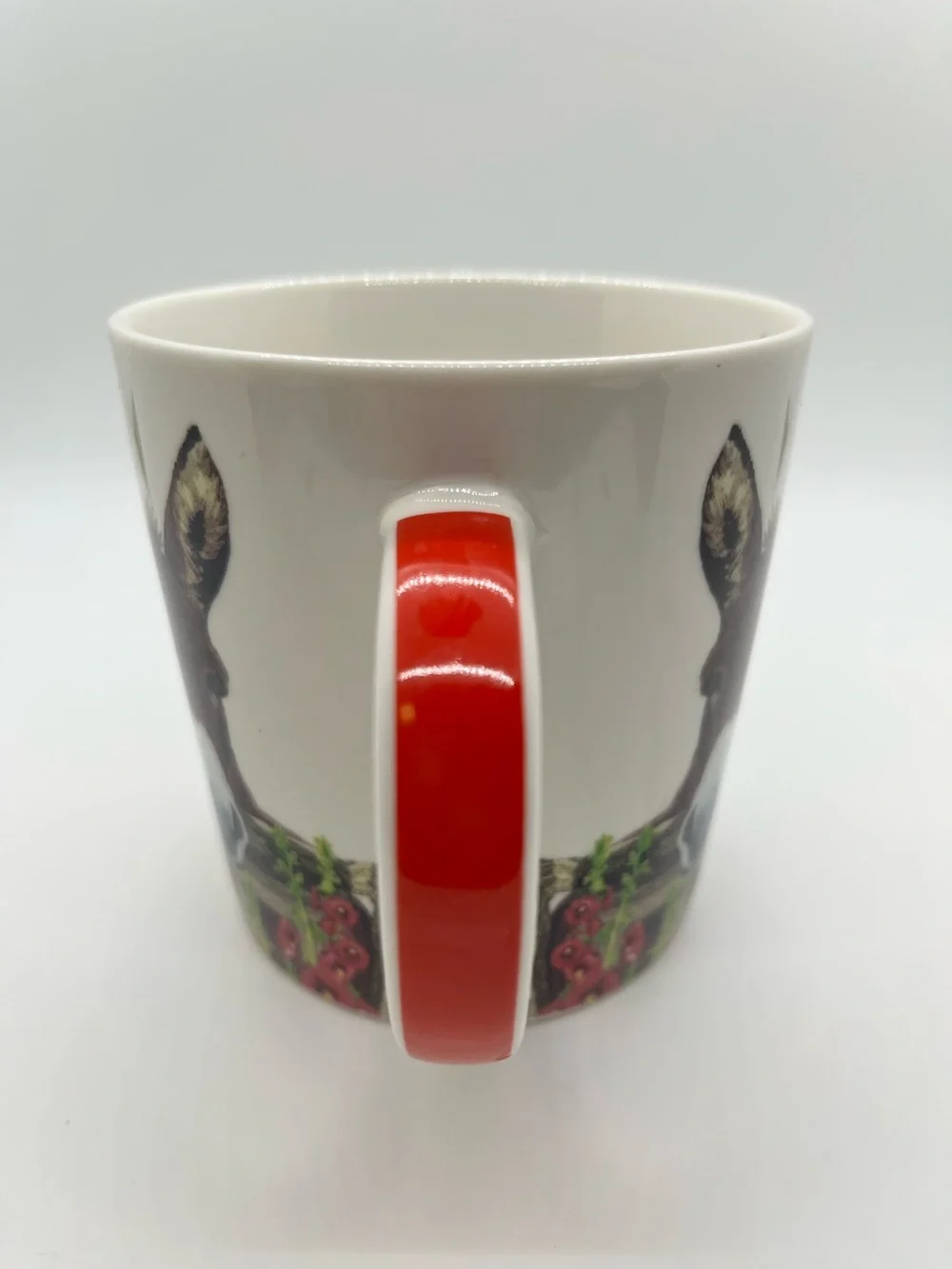 Two Can Art Adorable Donkey Coffee Mug with Red Handle